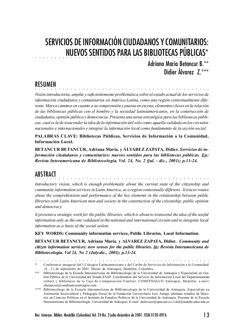 Servicios de Información ciudadanos y comunitarios: nuevos sentidos para las bibliotecas públicas