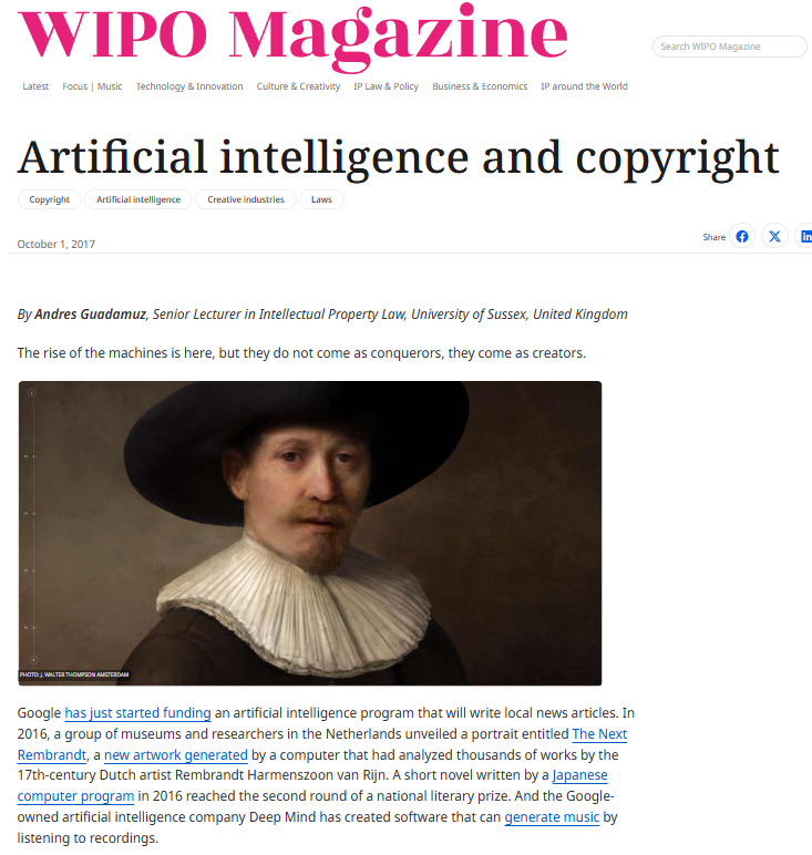 La inteligencia artificial y el derecho de Autor