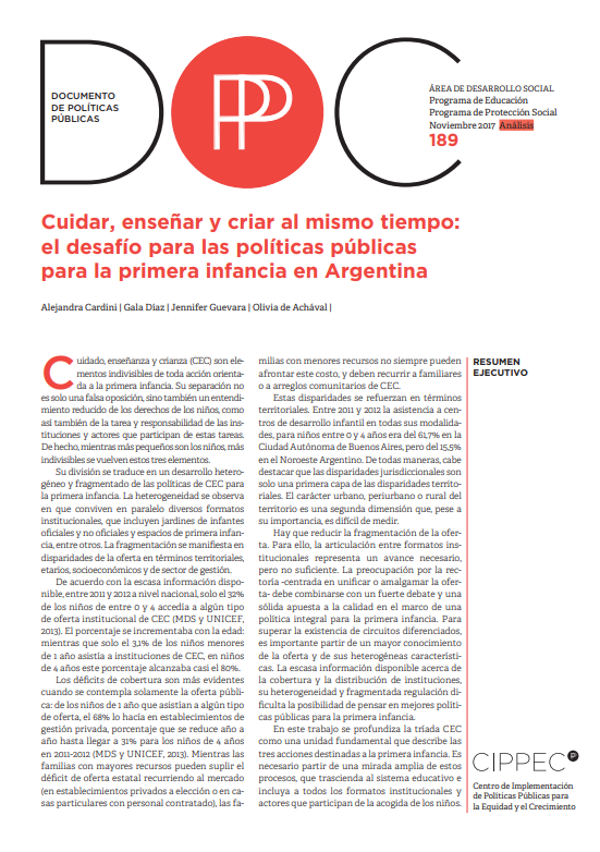 Cuidar, enseñar y criar al mismo tiempo: El desafío para las políticas públicas para la primera infancia en Argentina