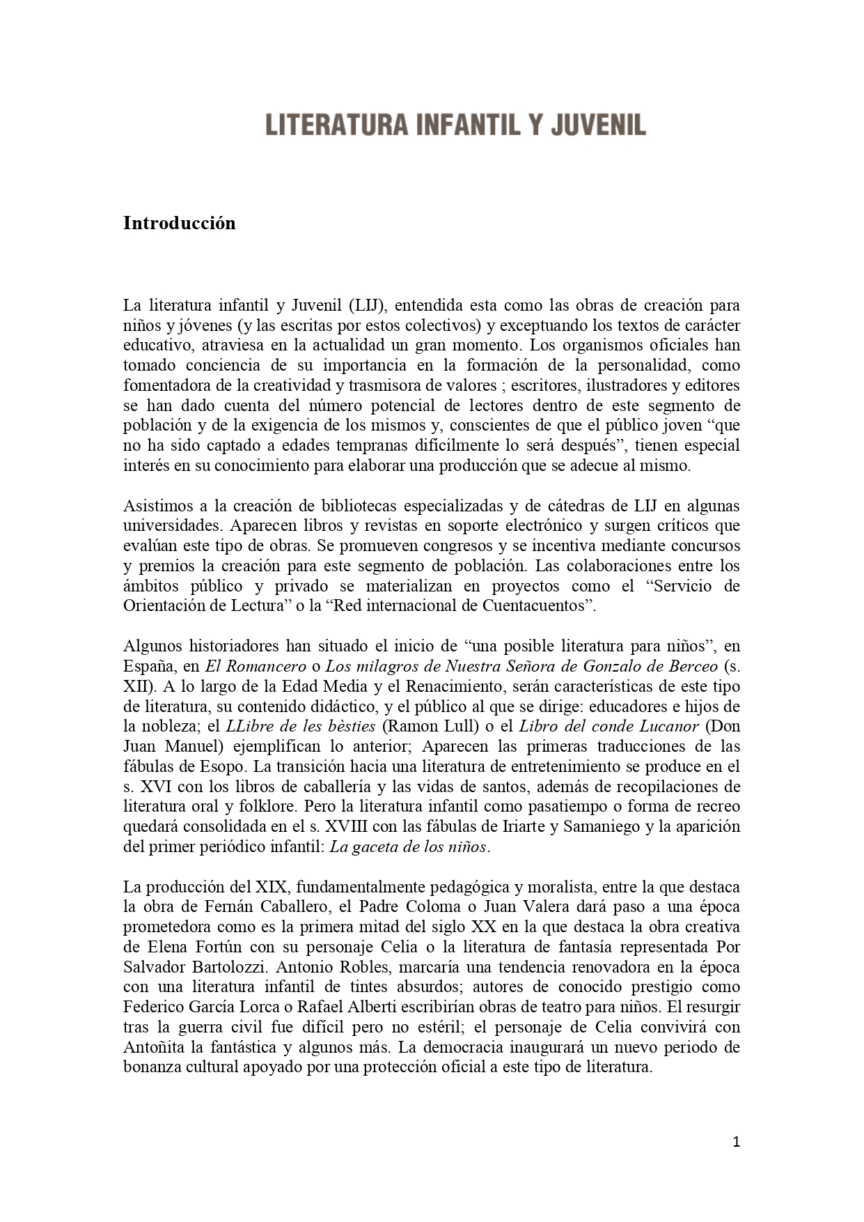 Literatura infantil y juvenil. Guía de recursos bibliográficos